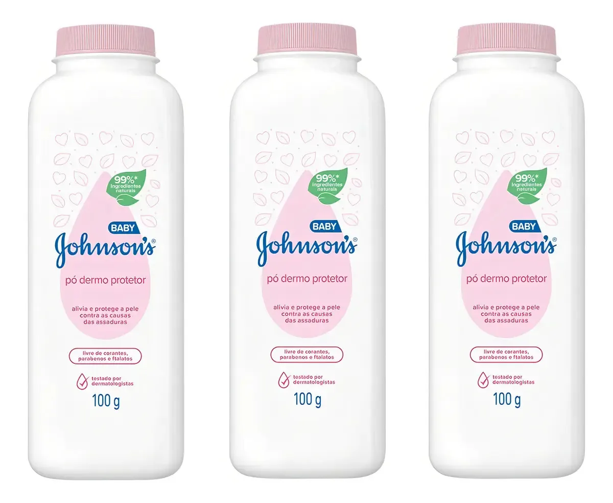 Kit 3 Talco Johnson & Johnson Baby Dermo Protetor 100g