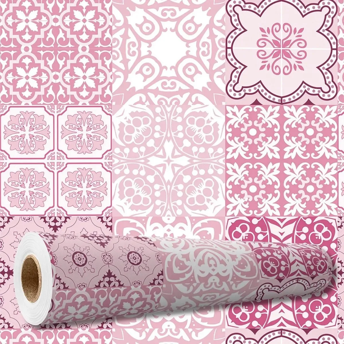 Adesivo Decorativo 3 Metros Papel Parede Azulejo Português Rosa Cozinha Banheiro Lavável