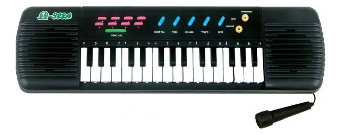 Teclado Infantil Musical Vip Preto com Microfone e 31 Teclas