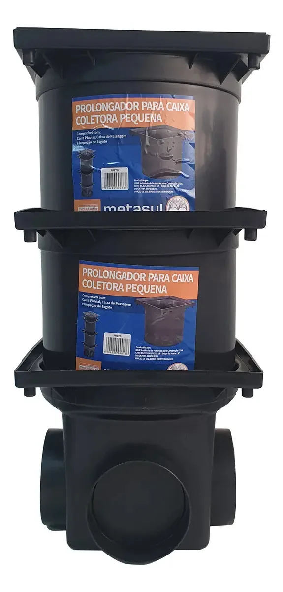 Kit 2 Prolongador E 1 Caixa Coletora Água Pluvial Pequena Pr