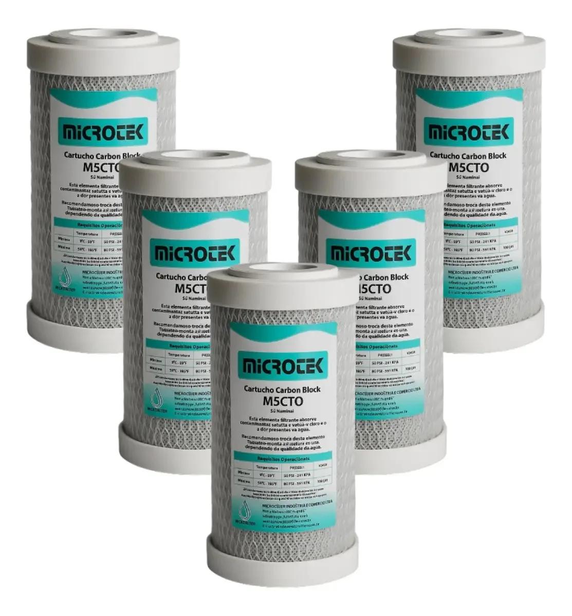 Refil Para Filtro De Água 5 Polegadas - Carbon Block Carvão Branco