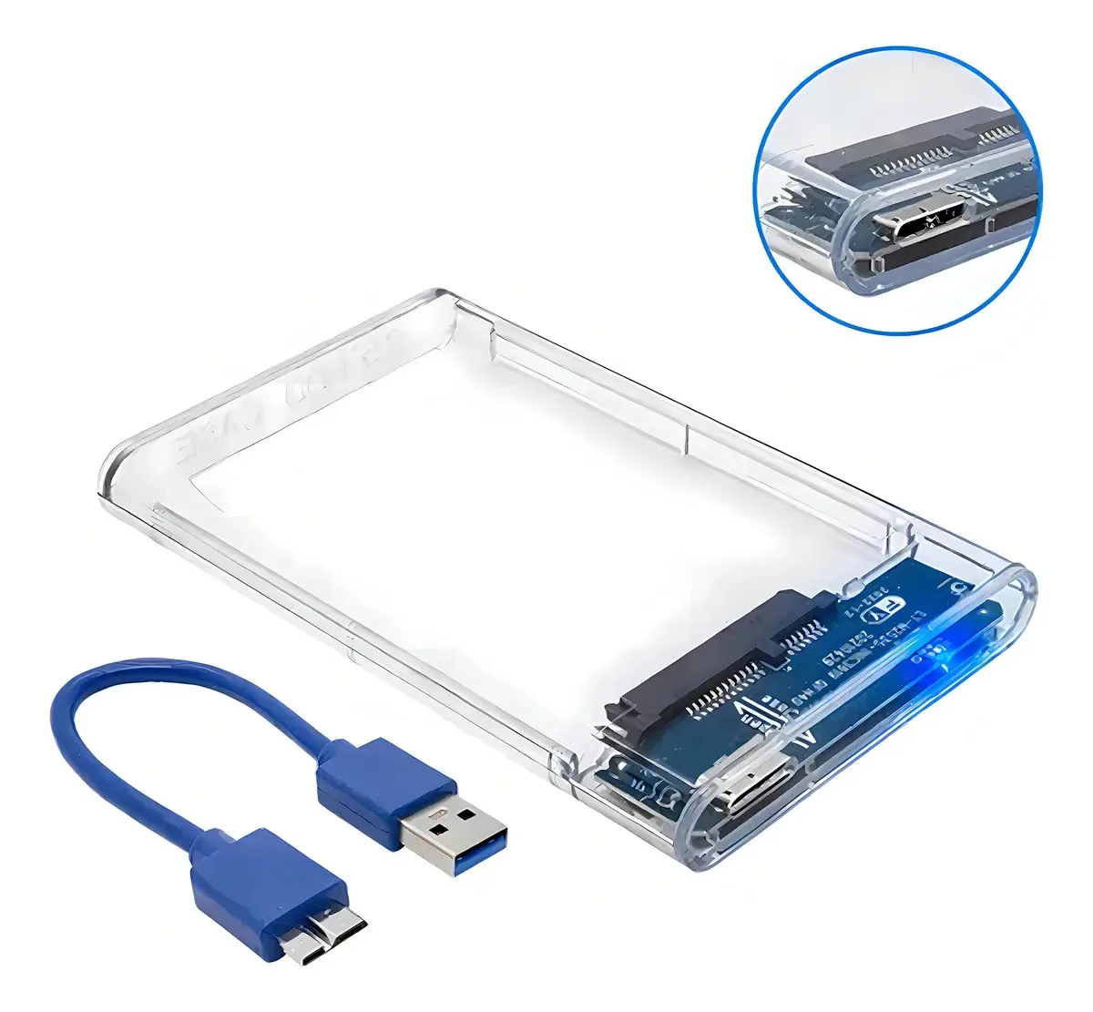 Case Para Hd Externo Transparente Usb 3.0 Sata 2.5 Notebook
