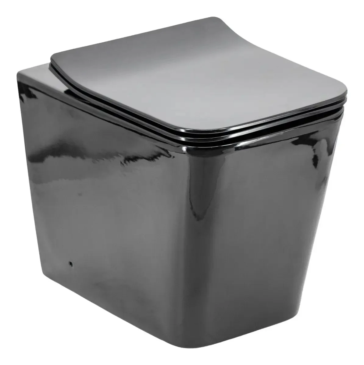 Vaso Sanitário Convencional Quadrado Lux Preto Brilho