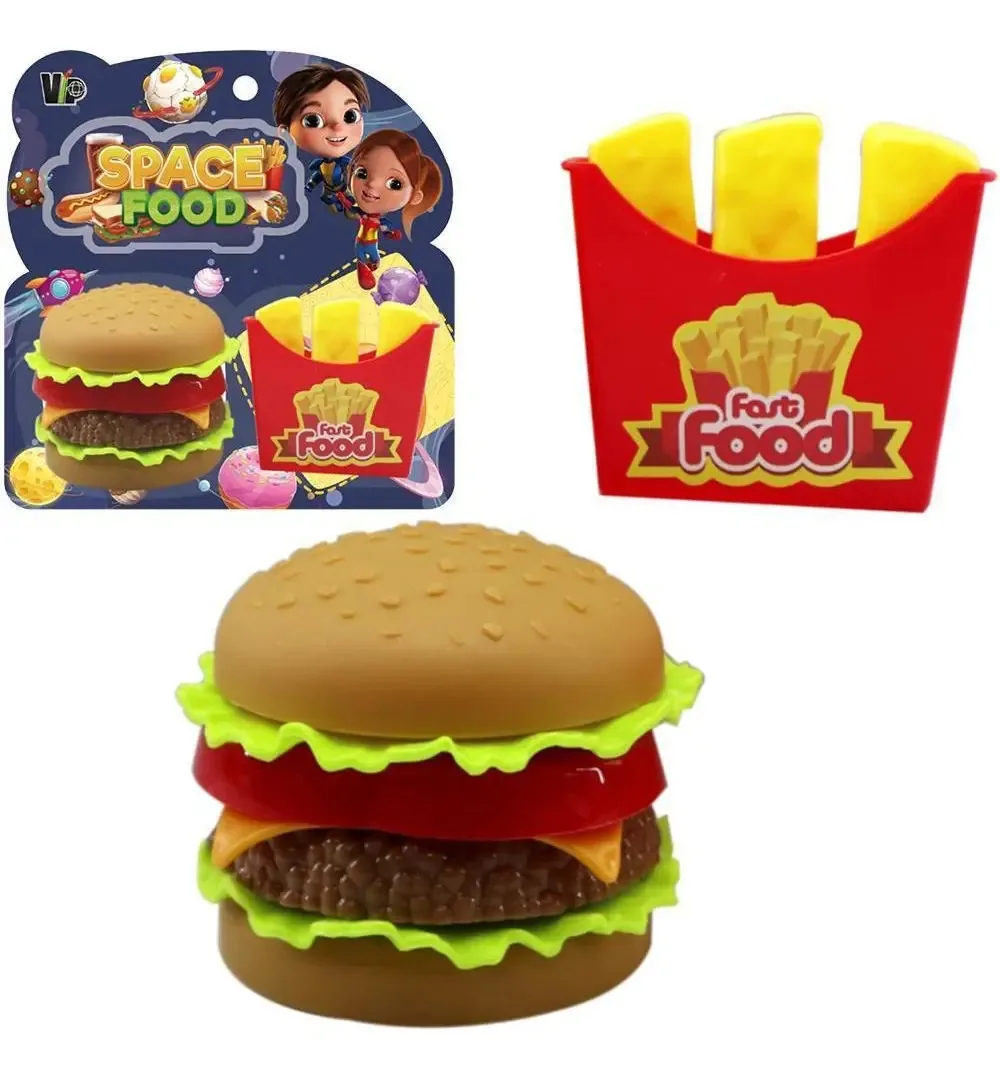Kit Cozinha Infantil Lanche Hamburguer Batata Frita