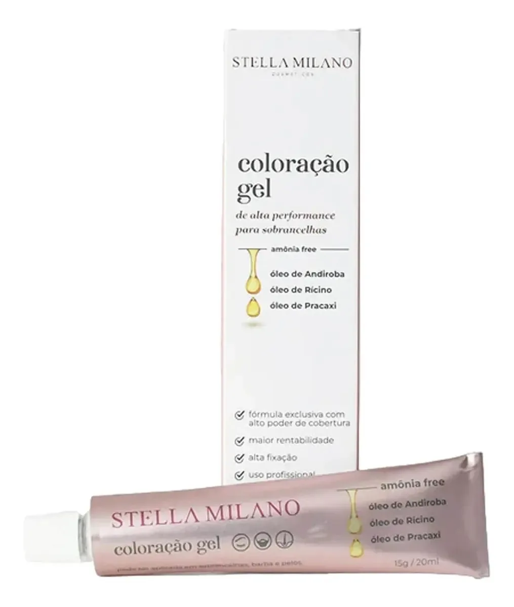 Gel Coloração Sobrancelha Stella Milano Castanho Claro 20ml