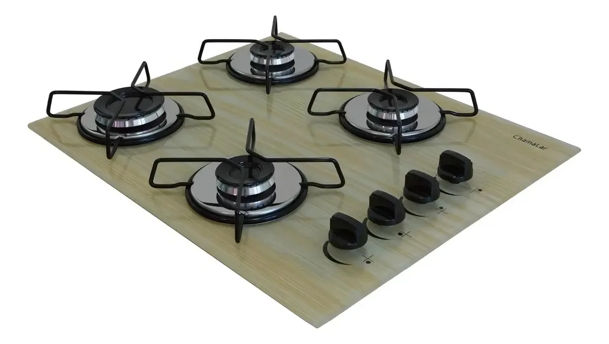 Cooktop 4 Bocas Premium Ultra Chama Cor Amadeirado Claro