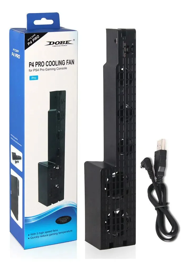 Super Cooler Para Playstation 4 Pro Exaustor 5ventoinhas Ps4 Preto