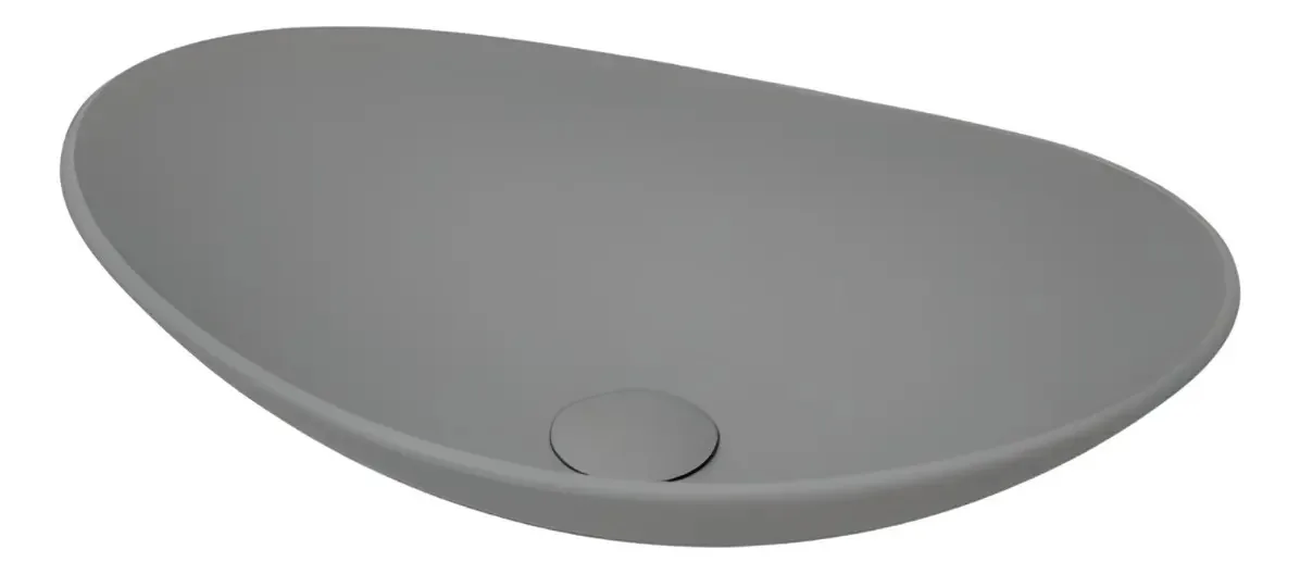 Cuba De Vidro Para Banheiro E Lavabo Fosco Matte Oval 47,5cm Cor Cinza Matte
