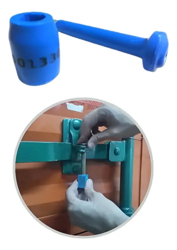 Lacre Pino Bucha Numerado P/ Contêiners E Carretas - 50 Und. Azul