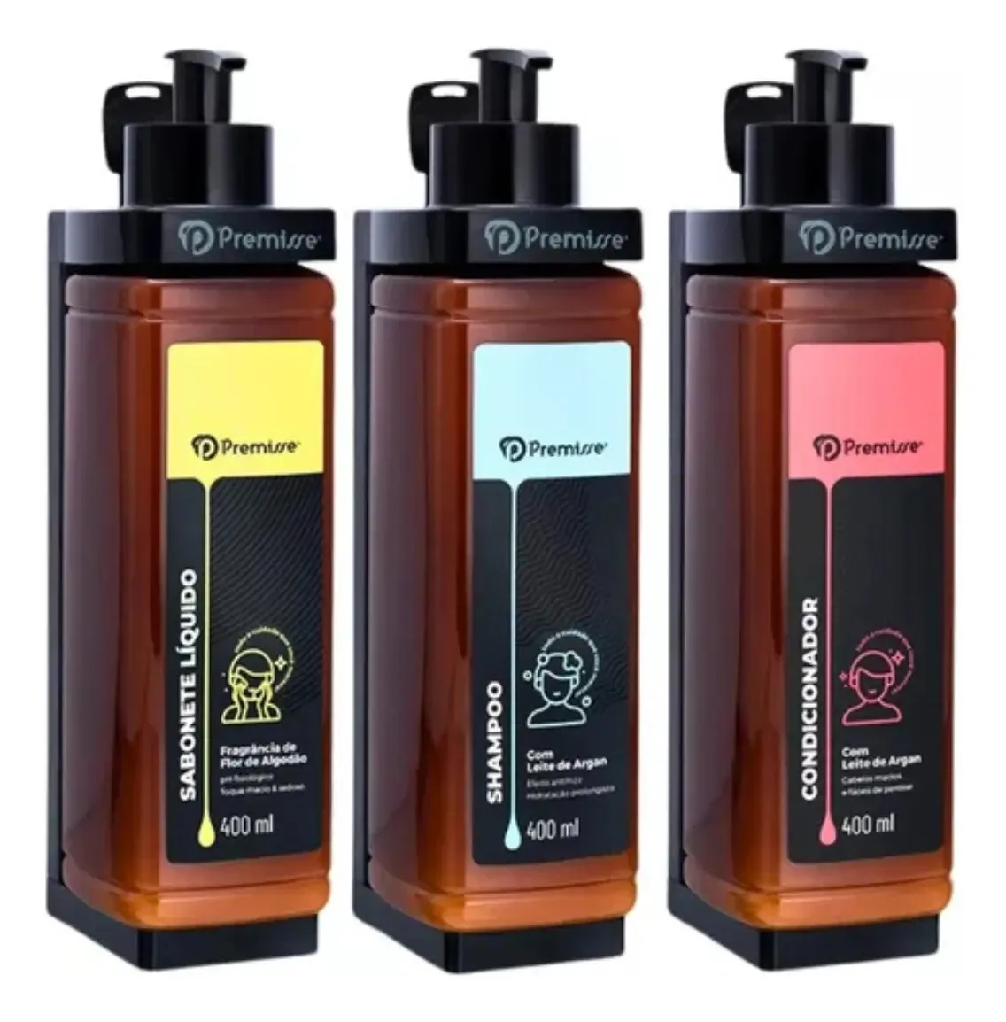 Dispenser premisse hotelaria sabonete shampoo condicionador cor preto