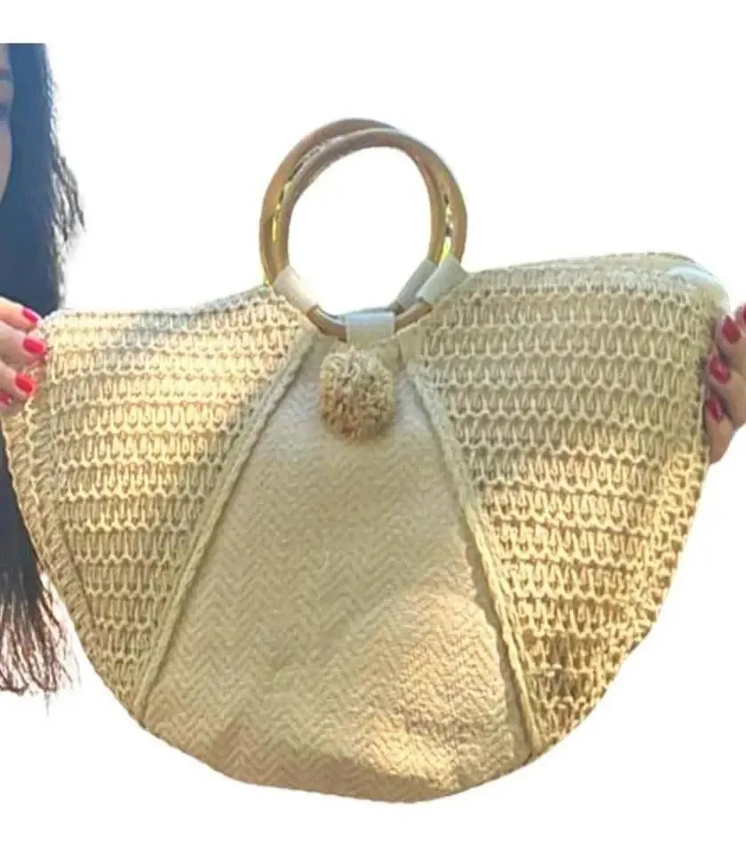 Bolsa transversal Alwy Bolsa de palha moda praia feminina fashion alça transversal, alça de mão de palha palha alças de cor marrom