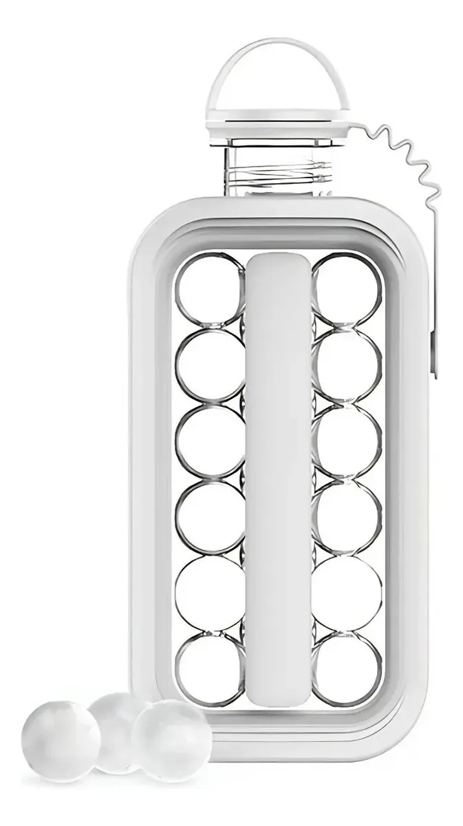 Garrafa Molde de Gelo KamufleRj Branco Silicone Bolinha 156ml