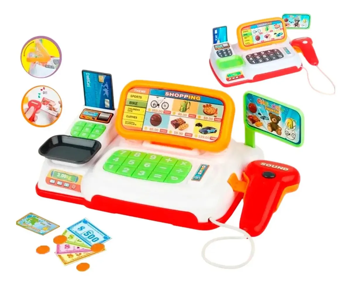 Caixa Registradora Infantil Com Som E Luz Mini Mercadinho Cor Verde