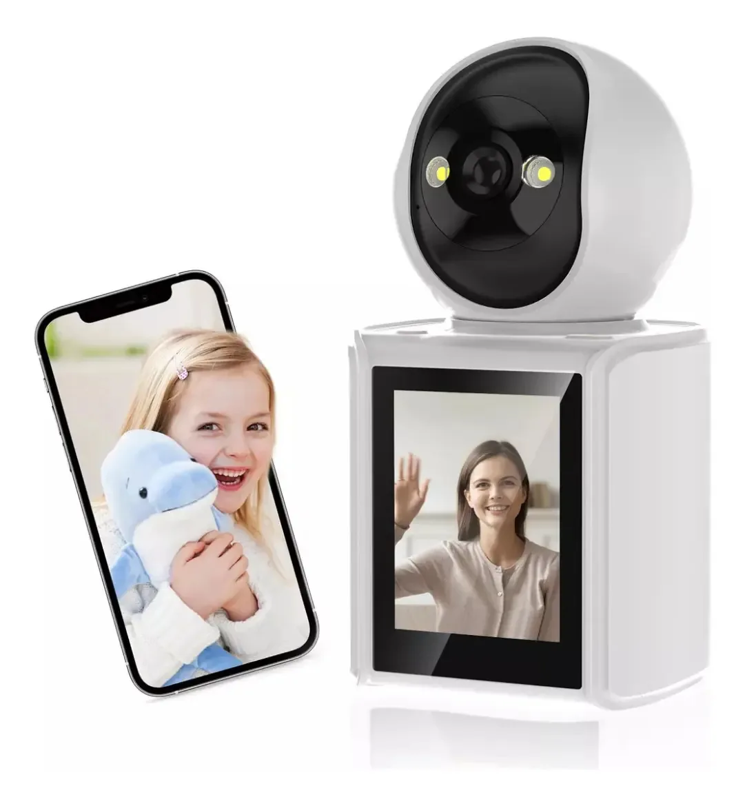 Câmera Wi-Fi 4MP Jortan Segurança IP Babá Eletrônica Vídeo Chamada 360° Branco
