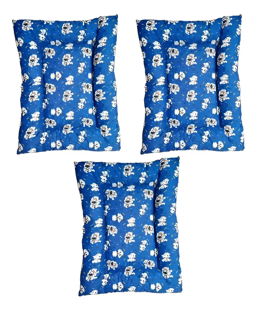 Kit 3 Colchões Caminha Cachorro Gato Pet 100% Lavável M Azul
