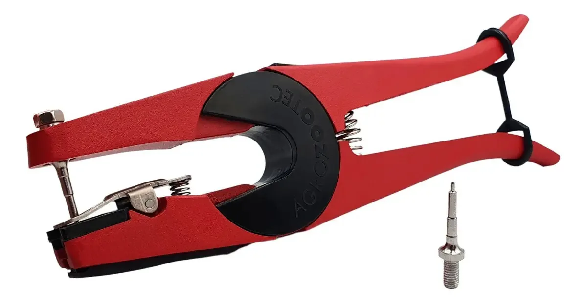 Alicate Agrozootec Brincador para Brincos Bovinos Caprinos Ovinos Vermelho