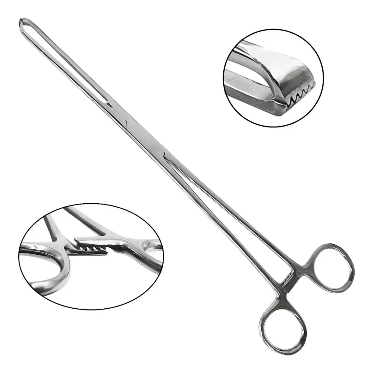 Pinça Allis de Aço Inoxidável 25cm para Inseminação Artificial em Caprinos e Ovinos