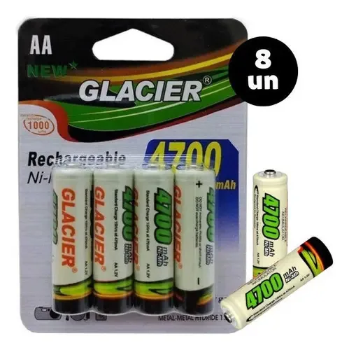 Kit 8 Pilhas Recarregaveis Aa 4700mah No Blister