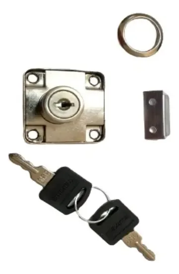 Pack 5 Fechaduras Tambor Curto para Gavetas e Móveis de Aço Cromado Prateado