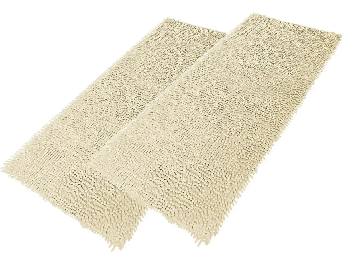 2 Tapetes Passadeira Antiderrapante 100x50 Bolinha Marfim