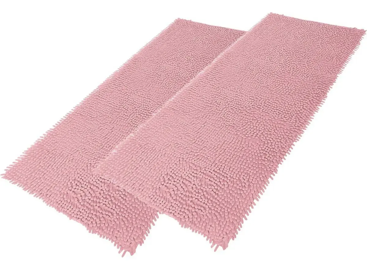 Kit 2 Tapetes Passadeira Antiderrapante 100x50 Bolinha Rosa