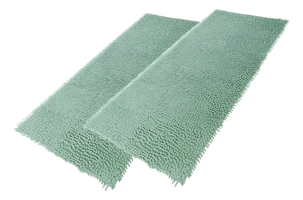 Kit 2 Tapetes Passadeira Bolinha Macio Antiderrapante Grande Comprimento 100 Cm Cor Verde-água Largura 50 Cm