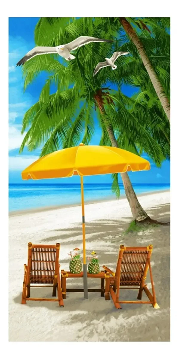 Toalha Banho Praia Grande Macia Estampada Rápida Cor Azul-celeste Cadeira Praia