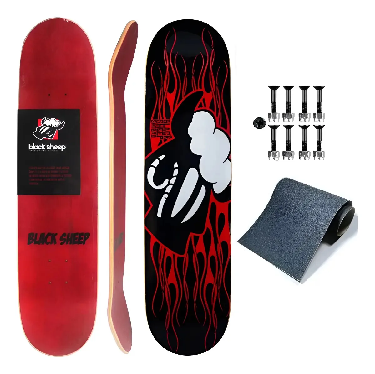 Shape Skate Black Sheep 8.0 Marfim Qualidade + Lixa Cor Flame
