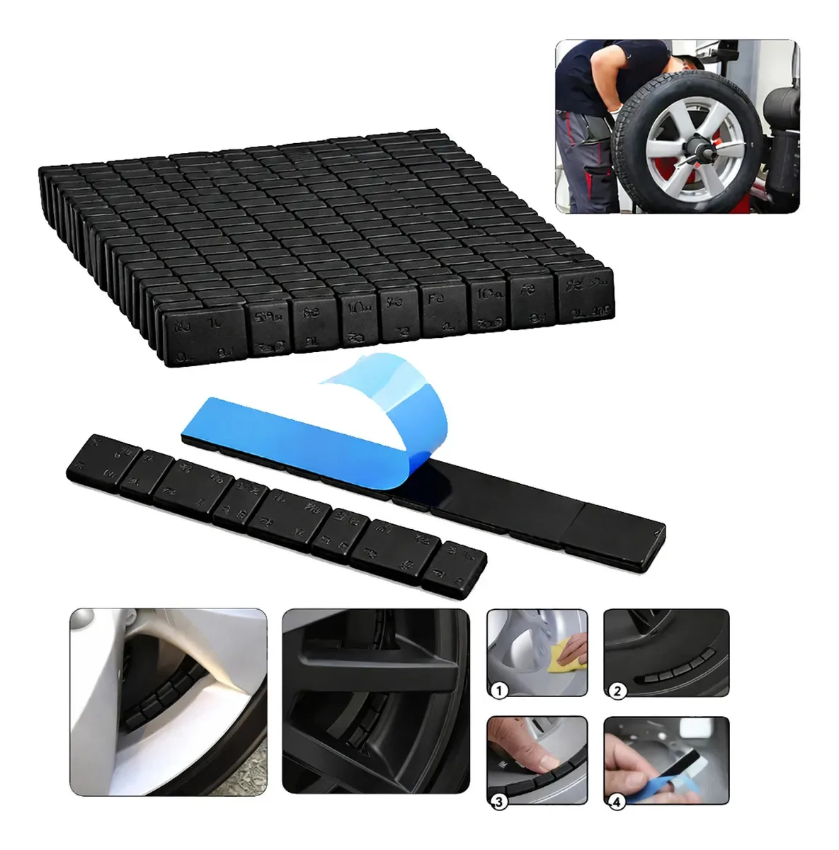 Contrapeso Adesivo Jedal 5/10g Para Balancear Rodas - Preto