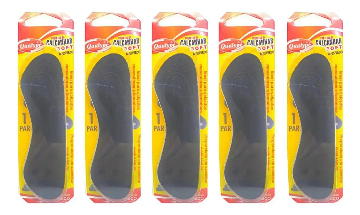 Kit 5 Pares - Protetor De Calcanhar Miolo Alto Eva Cor Preta