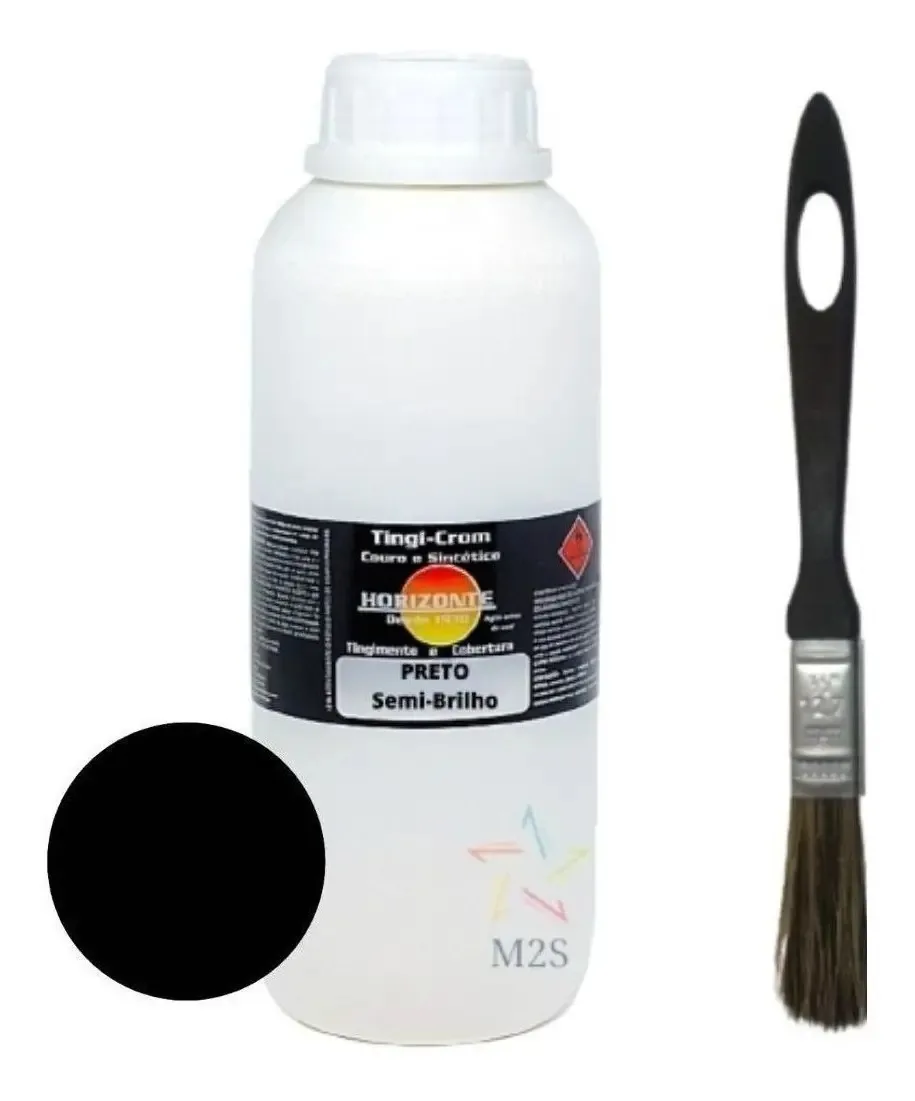 Tingicron Semi-brilho Para Couro Com Pincel 900ml - Preta
