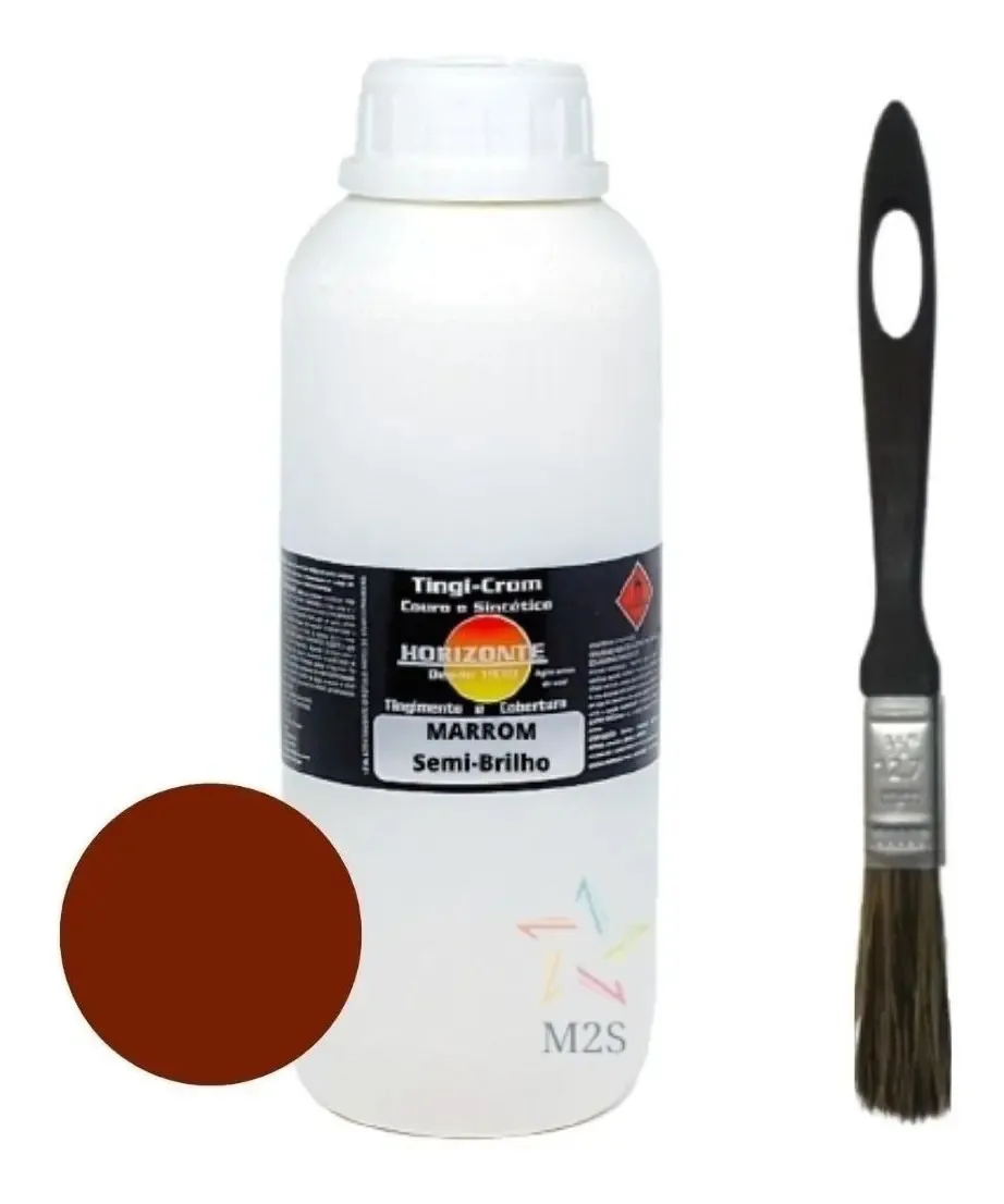 Tinta Para Couro Semi-brilho Com Pincel 900ml - Marrom