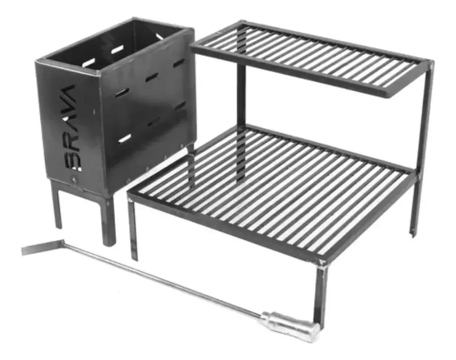 Kit Grelha 66cm Parrilla Uruguaia E Firebox P/ Alvenaria