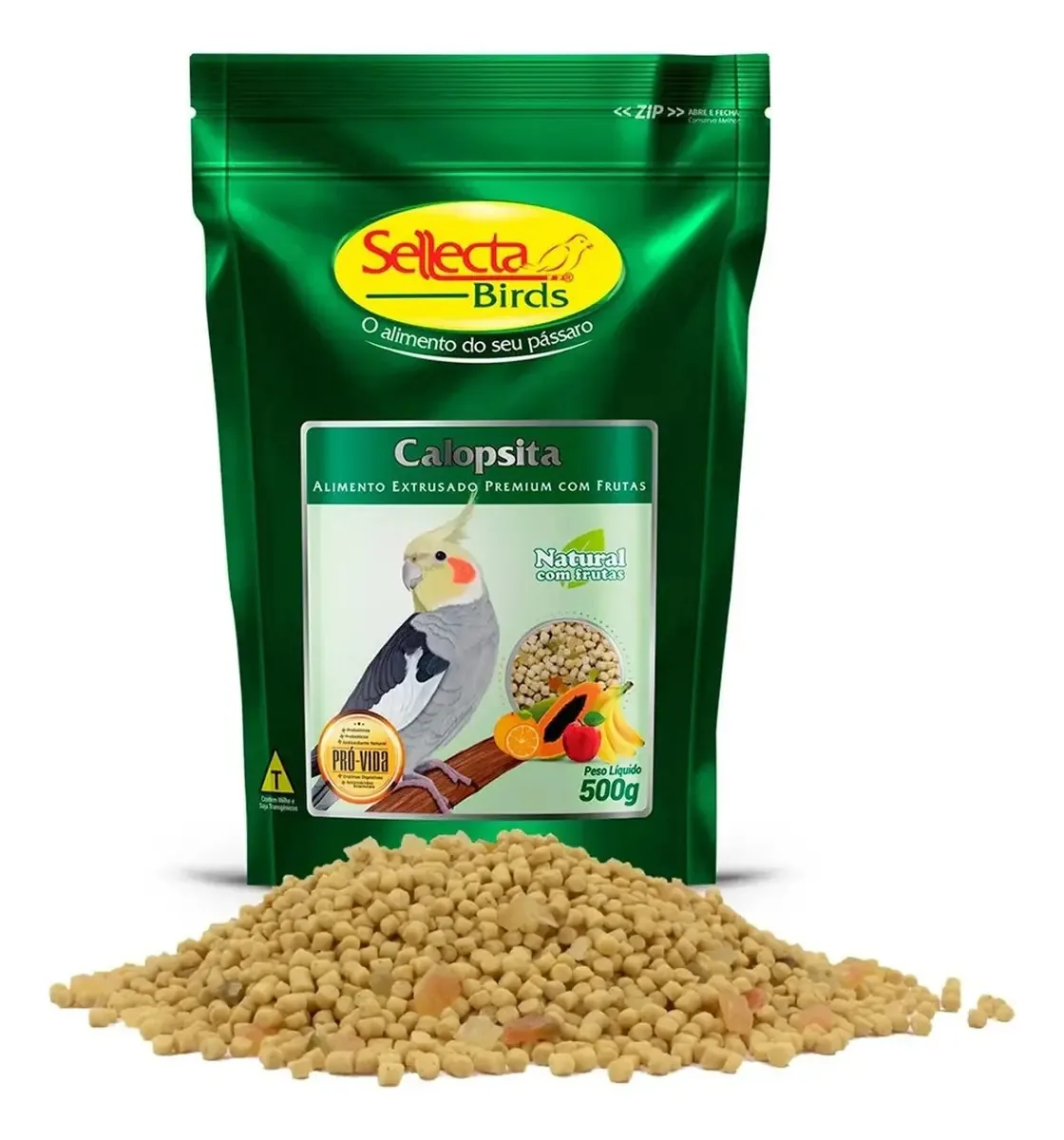 Ração extrusada Calopsita Com Frutas - 500g - Sellecta