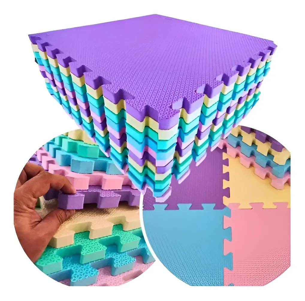 Kit 20 Tatames EVA Infantil 50x50x2cm Colorido Emborrachado Encaixe