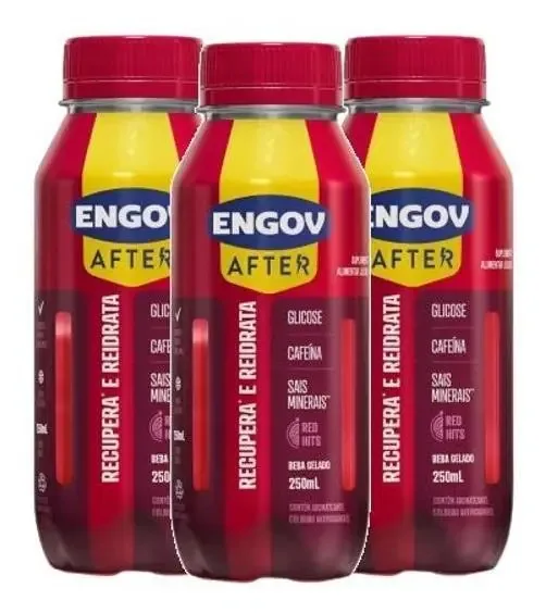 Kit 3 Bebida Engov After Red Hits Recupera Reenergiza 250ml