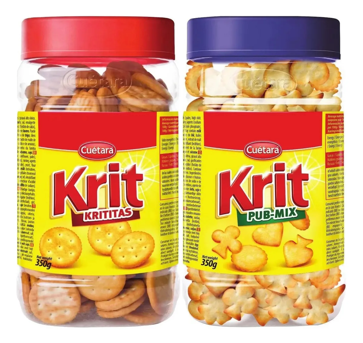 2 Biscoitos Sortidos Krit Krititas + Pub Mix Cuetara 350g