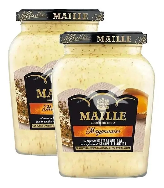 Kit 2 Maionese Dijon Em Grãos Maille Vidro 320g
