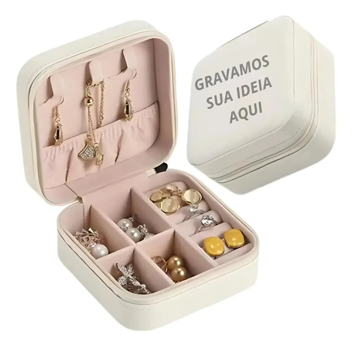 Porta Jóias Personalizado Viagem Couro Estojo Para Presente