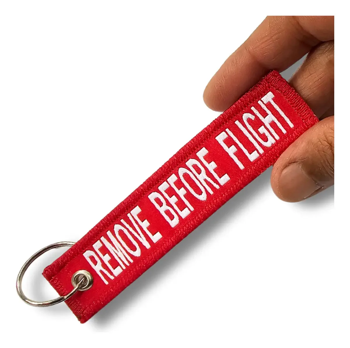 2x Chaveiros Remove Before Flight Frente Aviação Trama Atni Cor Vermelho