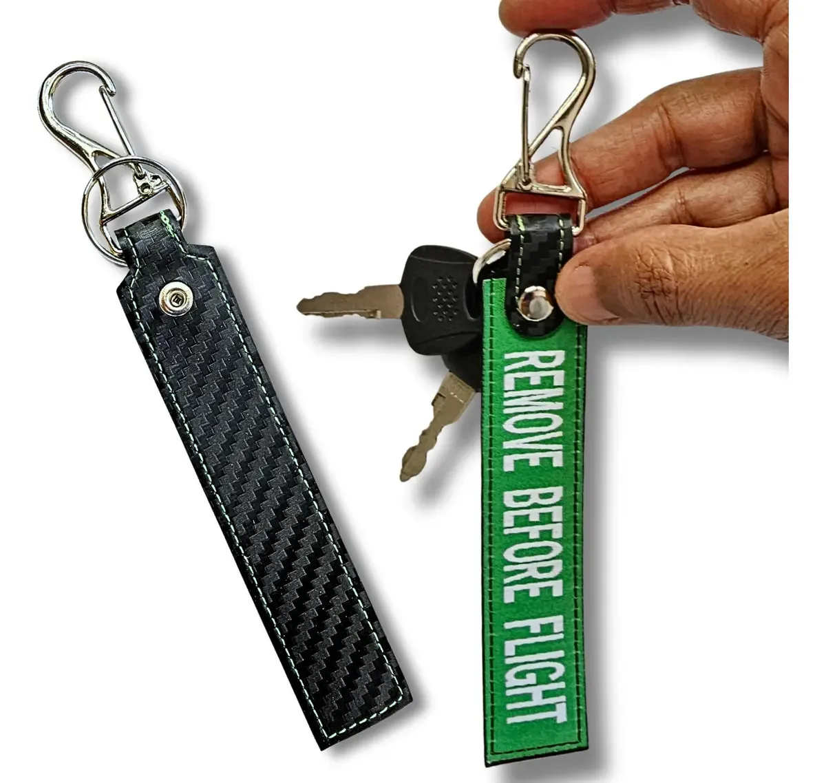 3 Chaveiros Bordados Remove Before Flight Cores Tramado Atni Cor Fibra Verde