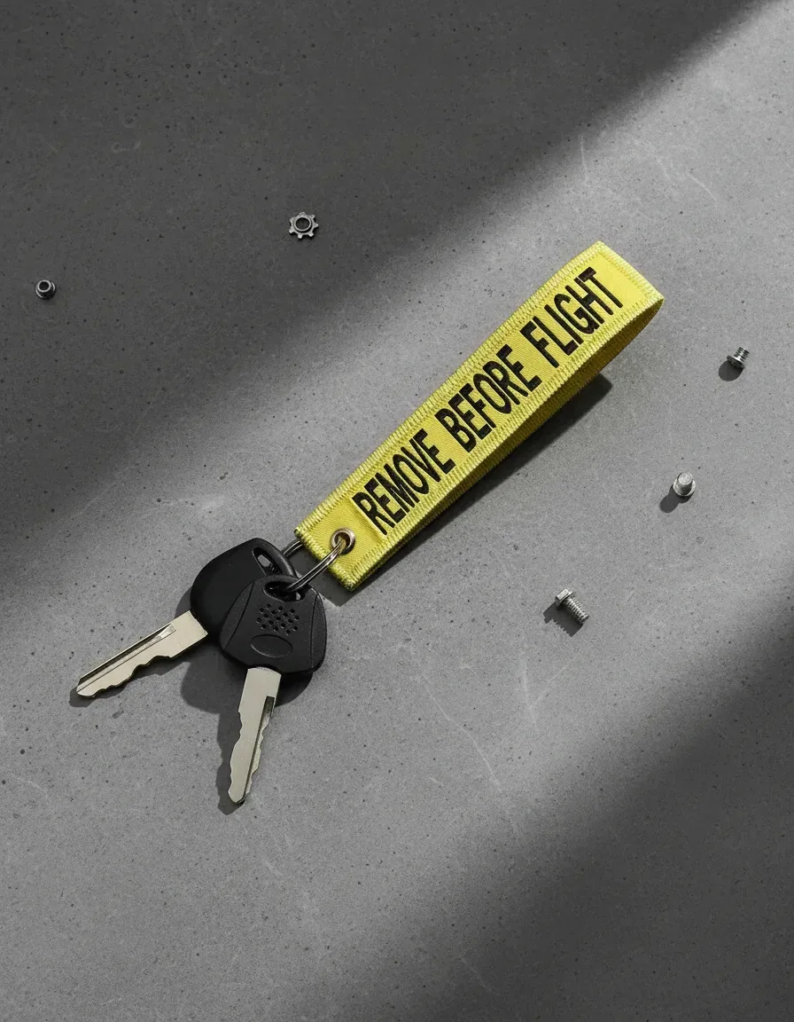 Chaveiro Remove Before Flight Amarelo em Náilon para Aviação