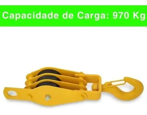Moitão Cadernal Gancho Talha Koch 3 Roldanas 60mm 970kg