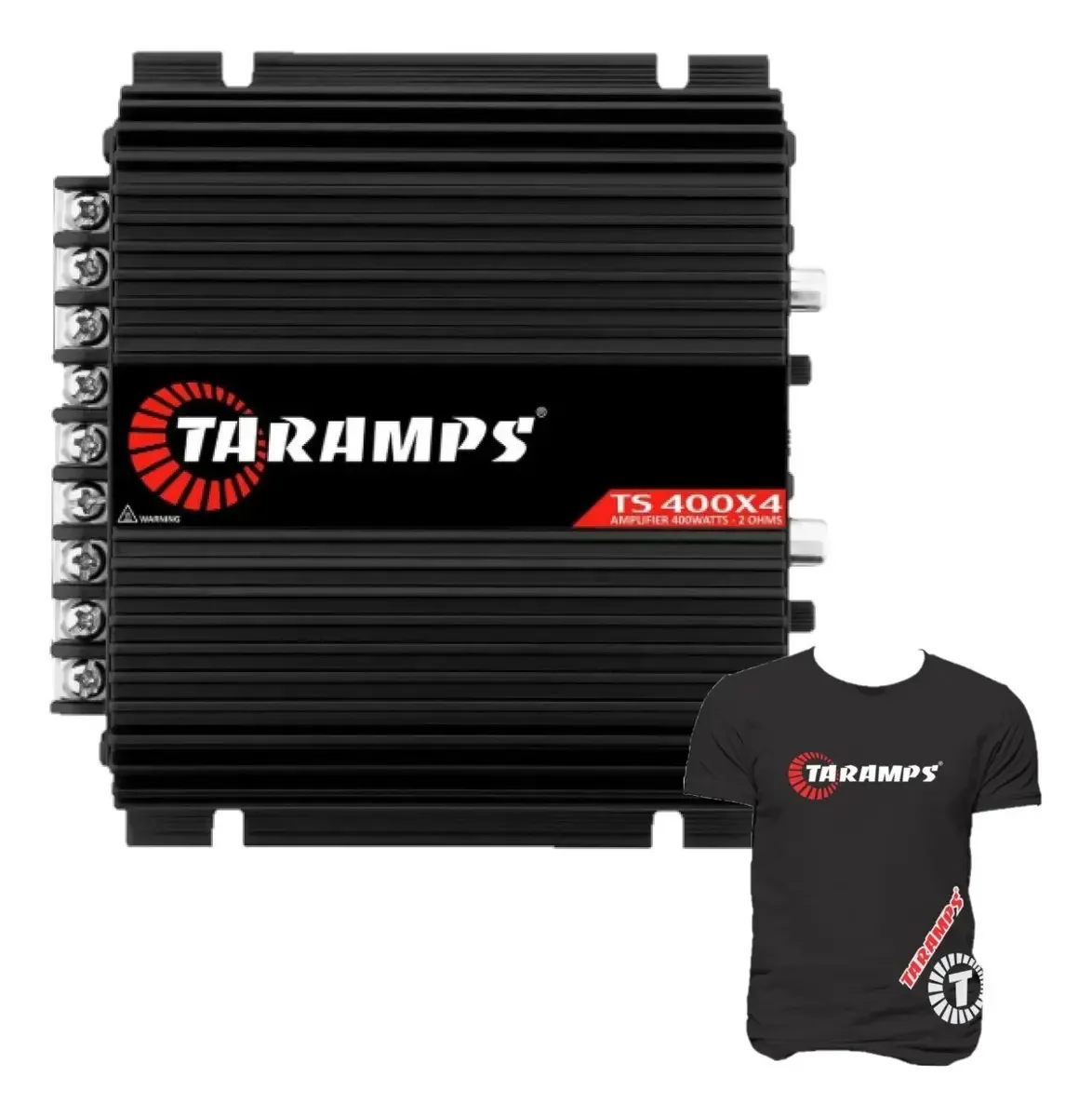 Modulo Potencia Ts400x4 Fio E Rca Preto Taramps + Camiseta Cor G