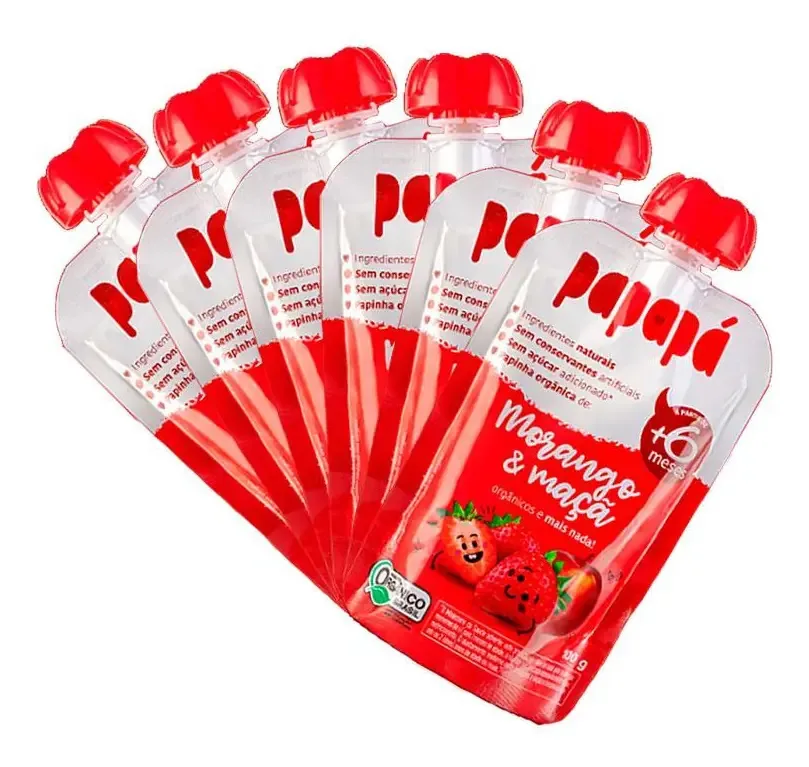 Kit 6x: Papinha Orgânica De Morango E Maçã Papapá 100g