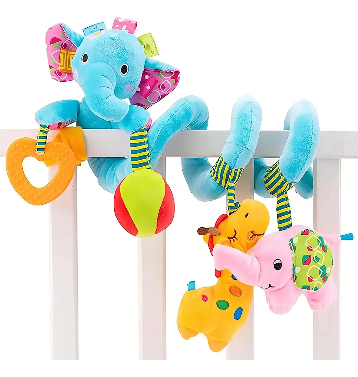 Móbile Elefante Espiral Bebe Carrinho Som Chocalho Buzina