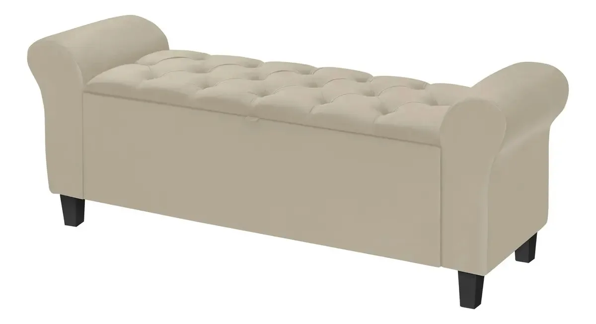 Baú Recamier Divã Paris Capitonê 90cm Para Solteiro - Lv Móveis