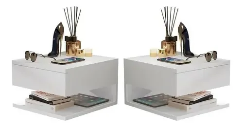 Kit 2 Mesas Cabeceira Mesinha Decor Quarto Suspensa 1 Gaveta Cor Branco