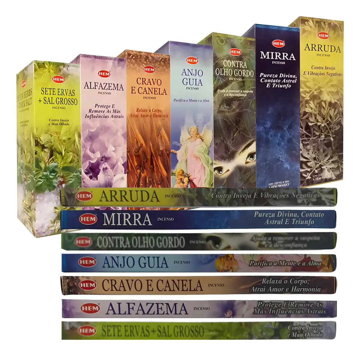 07 Incensos Para Proteção Espiritual Kit Escudo 56 Varetas Fragrância Kit Proteção