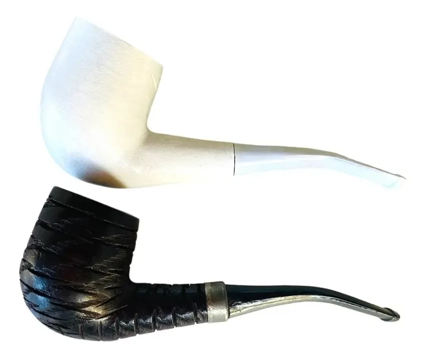 Kit Cachimbo 1 Branco 1 Preto Curvo Pretos Velhos Umbanda